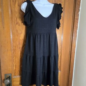 Max Studio Black Tiered Mini Dress